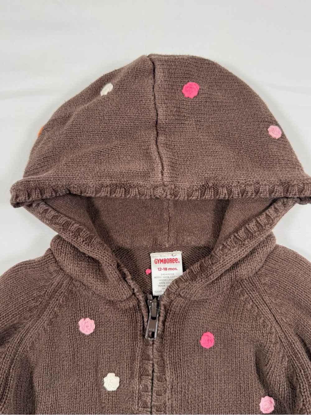 VINTAGE GYMBOREE Toddler Girls 2007 Botanical Babies Hooded Zip Cardigan 12-18M - Picture 2 of 11